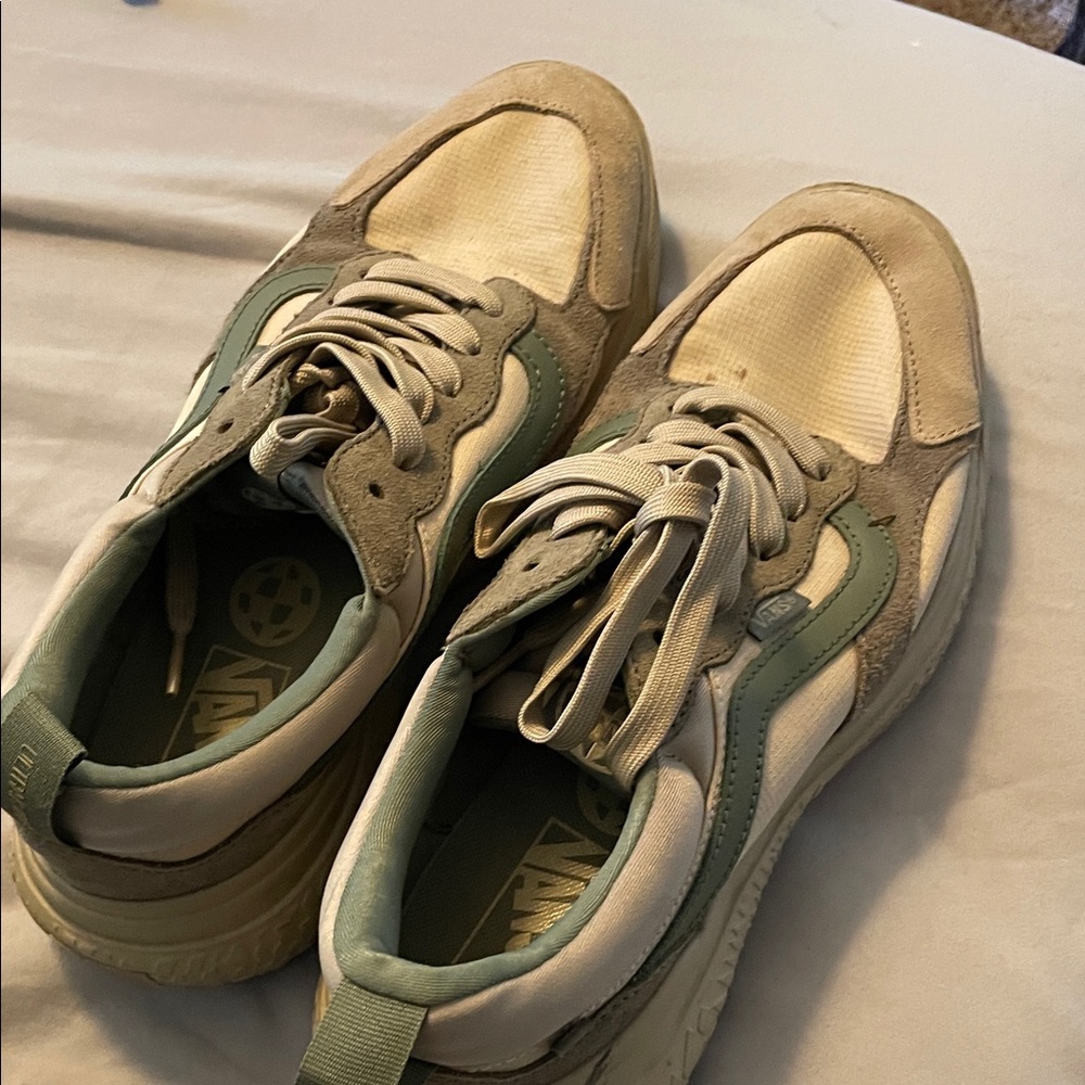Vans Cream and Sage Sneakers